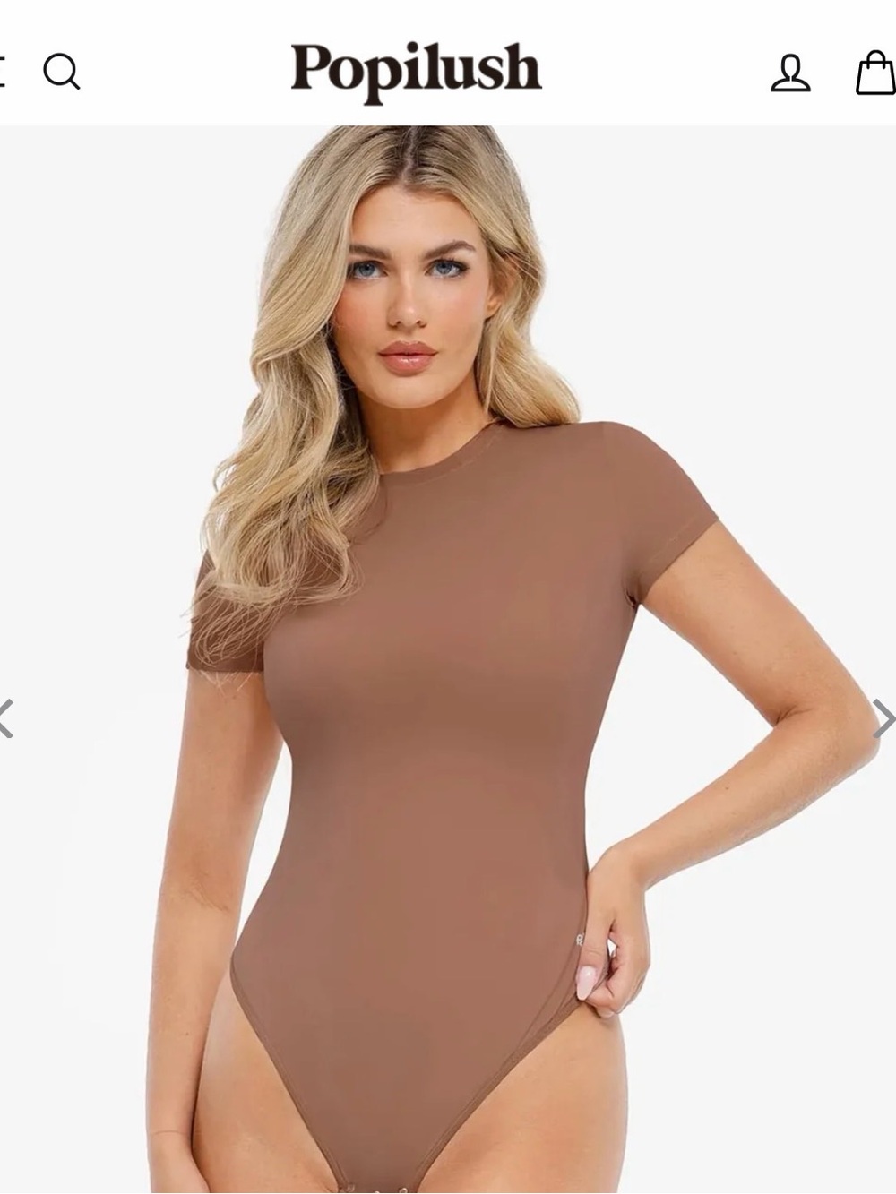 Popilush Brown Short-Sleeve Seamless Bodysuit